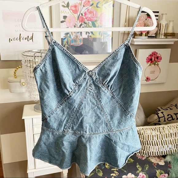Ralph Lauren Tops - Vintage Lauren Jeans Company Ralph Lauren denim peplum v-neck spaghett strap top